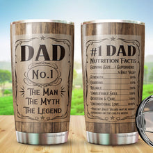 Load image into Gallery viewer, Best Dad Ever Tumbler 20Oz - The Man The Myth The Legend Travel Coffee Mug - Tumbler Gifts for Dad, Father, Bonus Dad, Father-in-law, Birthday, Christmas, Father&#39;s Day Tumbler Gifts