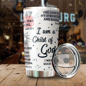 Christian Tumbler - Gifts for Christian Women - Bible Emergency Tumber - Motivational Coffee Tumbler - Gift Ideas for Christian Men, Women, Friend, Coworkers - I Am A Child of God Tumblers 20 Oz