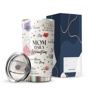 Mom Tumbler - Gifts for Mom, Mother, Mommy from Daughter, Son, Kids - Mom Coffee Mug - Mom Daily Affirmations Tumbler - Gifts for New Mom on Mother's Day, Birthday, Christmas