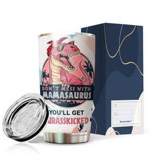 Great Mother Gifts - Funny Mamasaurus Don't Mess with Auntiesaurus You'll Get Jurasskicked Mug Tumbler  20 Oz - Gifts For Mom, Women, Wife, New Mom, From Daughter, Son, Husband On Christmas, Birthday