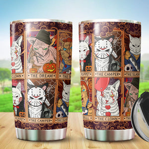 Halloween Decorations - Halloween Gifts - Halloween Cat Decor - Halloween Mugs - Horror Movies Lover Gifts - Cat Gifts For Cat Lovers - Horror Cat Tumbler For Men, Women, Friends, Coworkers