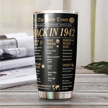 Load image into Gallery viewer, Kozmoz Inspire The Party Times Flashback To 1942 Tumbler 20 Oz - 80th Birthday Tumbler 20 Oz - Happy 80 Birthday Party, Turning 80 Birthday - Milestone Birthday Gifts