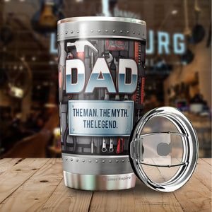 Dad The Man The Myth The Legend Tumbler - Dad Mechanic Tumbler - Tumbler For Dad From Son, Daughter, Kids - Birthday Gift For Dad, Daddy, Father