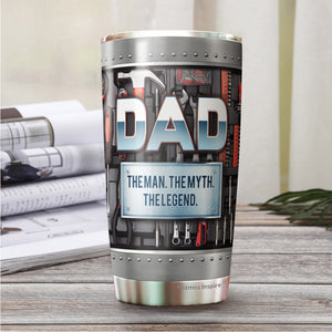 Dad The Man The Myth The Legend Tumbler - Dad Mechanic Tumbler - Tumbler For Dad From Son, Daughter, Kids - Birthday Gift For Dad, Daddy, Father