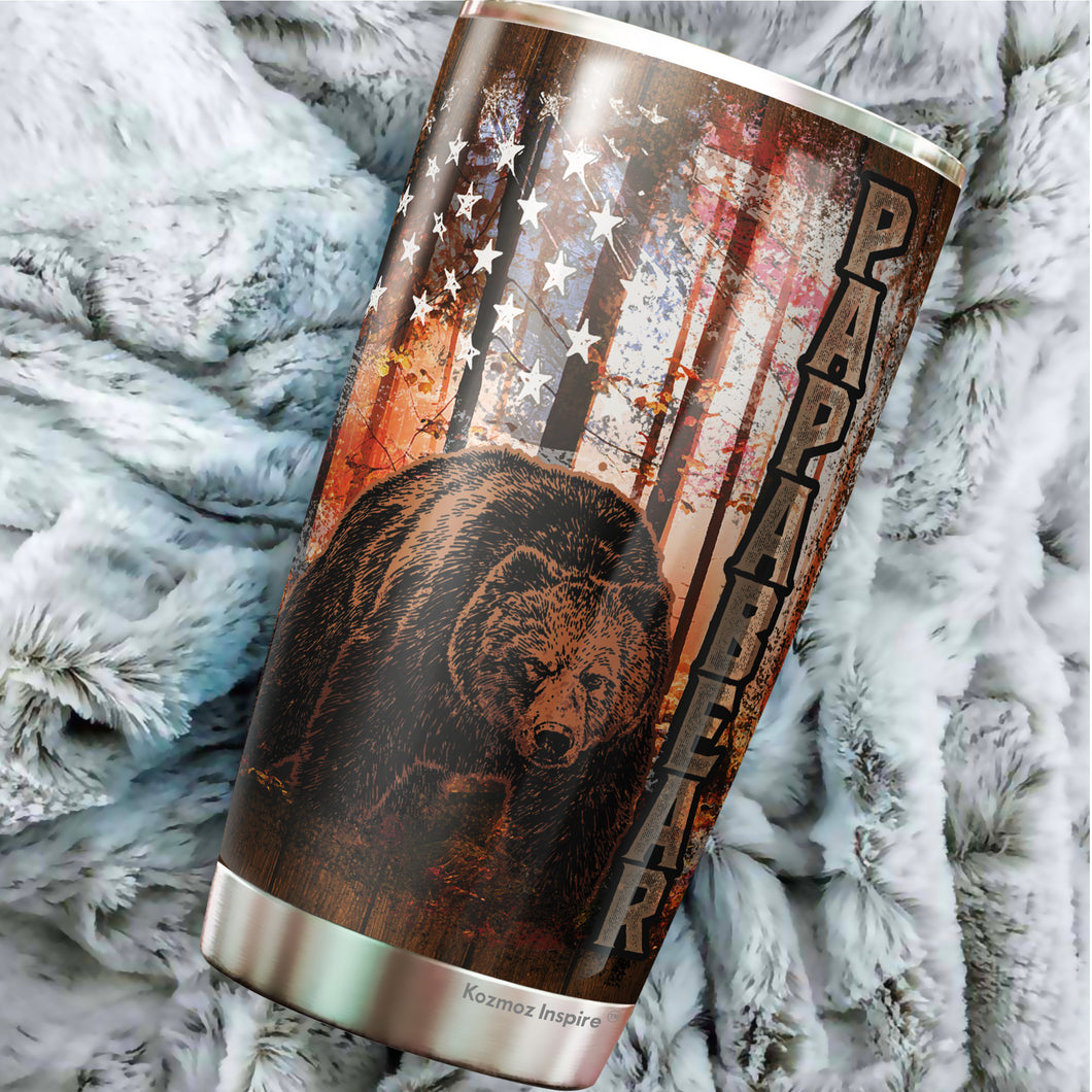 Papa Bear Tumbler - Fathers Day Gift -Christmas gift for Dad- Best Gifts For Dad From Son- Birthday Gifts For Dad From Daughter, Funny Dad Cups Tumbler, Dad Travel Mug