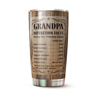 Best Grandpa Ever - Grandpa Nutrition Facts Gearment Tumbler 20oz