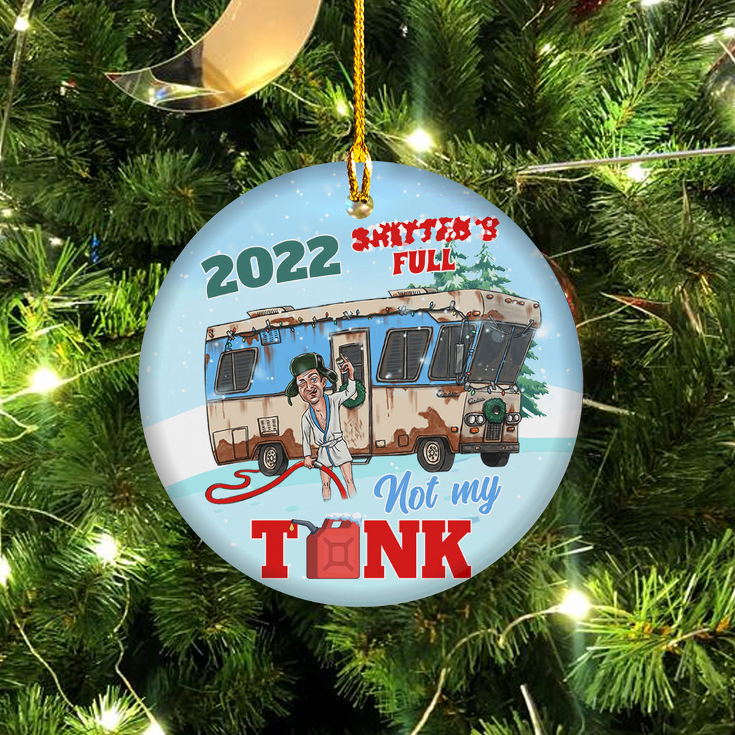 Christmas Decorations Indoor Home Decor - 2022 Full Not My Tank Xmas Tree Ornaments - Funny Hanging Decor Merry Xmas Tree - Circle Ceramic Ornament