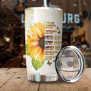 Gifts For Women - Sunflower Tumbler 20 Oz - You Are Inspiration You Are Beautiful Bible Verse Travel Mug For Best Friend Gifts - Women Gift For Christmas Holiday - Gifts For Mom, Aunt, Sister