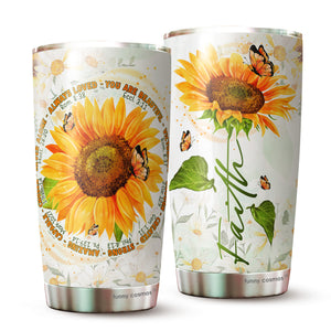 Inspirational Gifts - Personalized Sunflower Tumbler - Gifts For Women On Any Occasion - Your Are Beautiful Victorious Christian Gifts For Women Birthday Christmas 20 Oz Tumblers Travel Cup